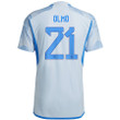Spain National Team 2022/23 Qatar World Cup Dani Olmo #21 Away Men Jersey - Glow Blue
