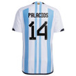 Argentina National Team 2022-23 Qatar World Cup Exequiel Palacios #14 White Home Men Jersey - New