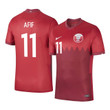 Qatar National Team 2022 Qatar World Cup Akram Afif #11 Red Home Men Jersey - New