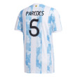 Argentina National Team 2022 Qatar World Cup Leandro Paredes #5 White - Light Blue Home Men Jersey