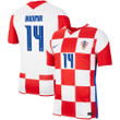 Croatia National Team 2022 Qatar World Cup Ante Budimir #14 Red - White Home Men Jersey