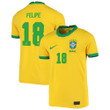 Brazil National Team 2022 Qatar World Cup Felipe Augusto de Almeida Monteiro #18 Gold Home Men Jersey