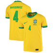 Brazil National Team 2022 Qatar World Cup Marquinhos #4 Gold Home Men Jersey