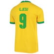 Brazil National Team 2022 Qatar World Cup Gabriel Jesus #9 Gold Home Men Jersey