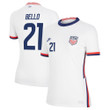 USA National Team 2022 Qatar World Cup George Bello #21 White Home Women Jersey
