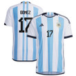 Argentina National Team 2022-23 Qatar World Cup Alejandro Gomez #17 White Home Men Jersey - New