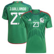 Mexico National Team 2022 Qatar World Cup Jesus Gallardo #23 Green Home Men Jersey - New