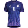 Argentina National Team 2022-23 Qatar World Cup Angel Di Maria #11 Away Women Jersey - Dark Blue & Light Purple