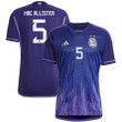 Argentina National Team 2022-23 Qatar World Cup Alexis Mac Allister #5 Away Women Jersey - Dark Blue & Light Purple