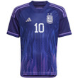 Argentina National Team 2022-23 Qatar World Cup Lionel Messi #10 Away Youth Jersey - Dark Blue & Light Purple