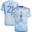 Spain National Team 2022-23 Qatar World Cup Dani Olmo #21 Away Youth Jersey - Glow Blue