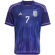 Argentina National Team 2022-23 Qatar World Cup Rodrigo De Paul #7 Away Youth Jersey - Dark Blue & Light Purple
