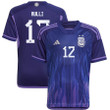 Argentina National Team 2022-23 Qatar World Cup Geronimo Rulli #12 Away Youth Jersey - Dark Blue & Light Purple