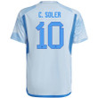 Spain National Team 2022-23 Qatar World Cup Carlos Soler #10 Away Youth Jersey - Glow Blue