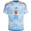 Spain National Team 2022-23 Qatar World Cup Pablo Fornals #21 Away Youth Jersey - Glow Blue