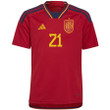 Spain National Team 2022-23 Qatar World Cup Pablo Fornals #21 Home Youth Jersey - Red