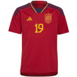 Spain National Team 2022-23 Qatar World Cup Rodrigo #19 Home Youth Jersey - Red