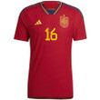 Spain National Team 2022/23 Qatar World Cup Rodri #16 Home Men Jersey - Red