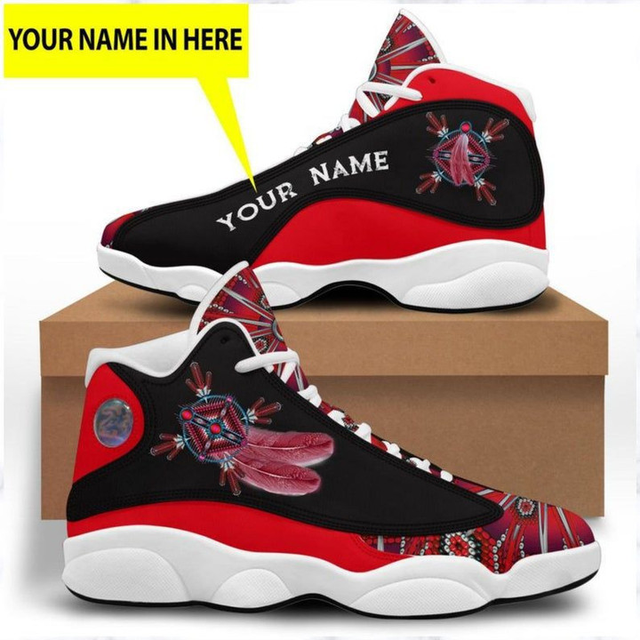Personalized Shoes Red Native American Air JD13 Sneakers Shoes - Custom Your Name Shoes - Custom Shoes - Athletic Run Casual Shoes