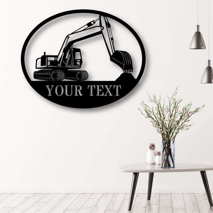 Excavator Monogram Personalized Laser Cut Metal Sign Home And Living Decor