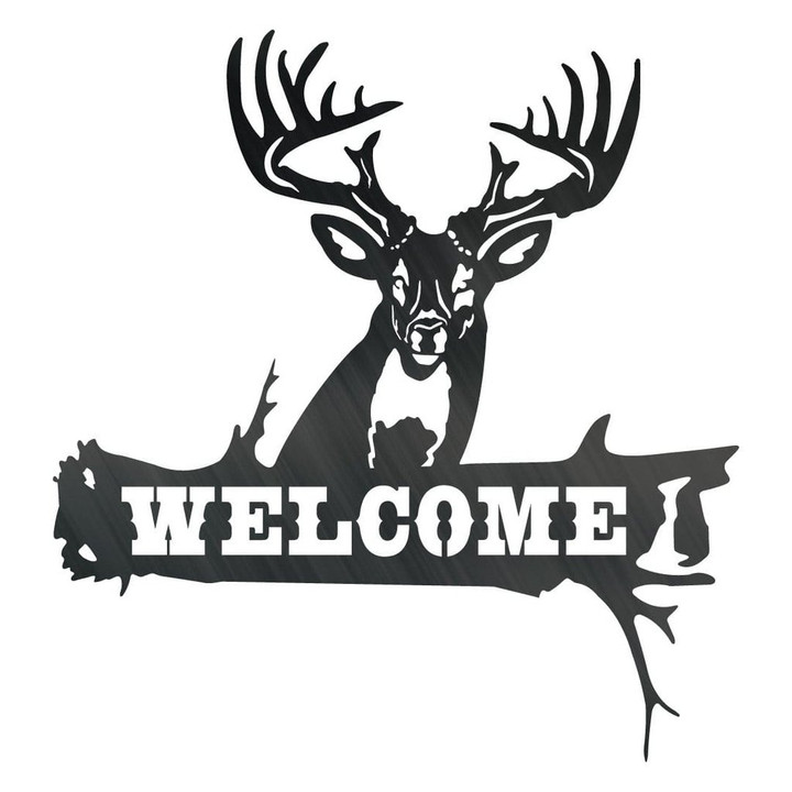 Deer Mount Welcome Personalized Laser Cut Metal Sign Home And Living Decor