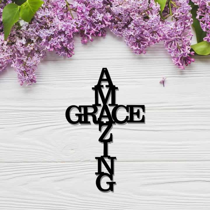 Amazing Grace Custom Text Cut Metal Sign Home And Living Decor Wall Art Gift For Lover Valentine Gift