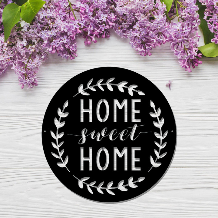 Wreath Home Sweet Home Metal Sign Home and Living Decor Wall Art Valentine Gift