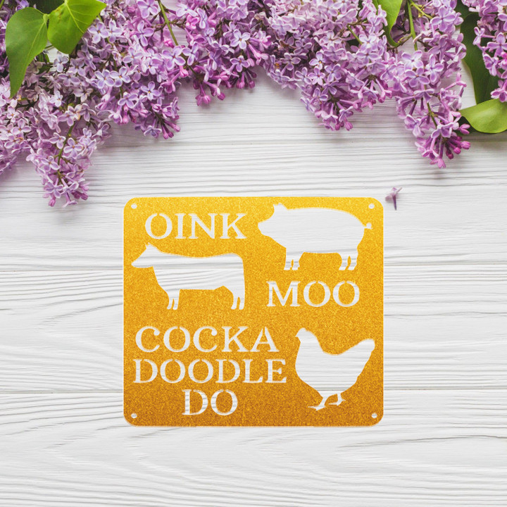 Oink Moo Sign Metal Sign Home and Living Decor Wall Art