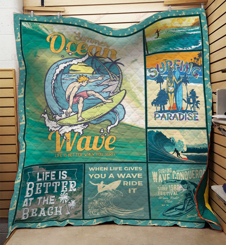 Surfing Life Is Better At The Beach Quilt Blanket