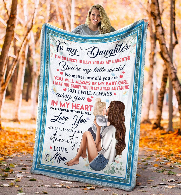 To My Daughter You're My Little World Fleece Blanket - Quilt Blanket Gift For Daughter From Mom