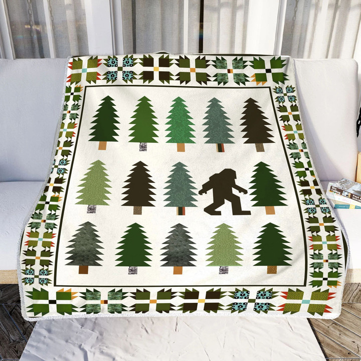 Bigfoot Forest Fleece Blanket - Quilt Blanket
