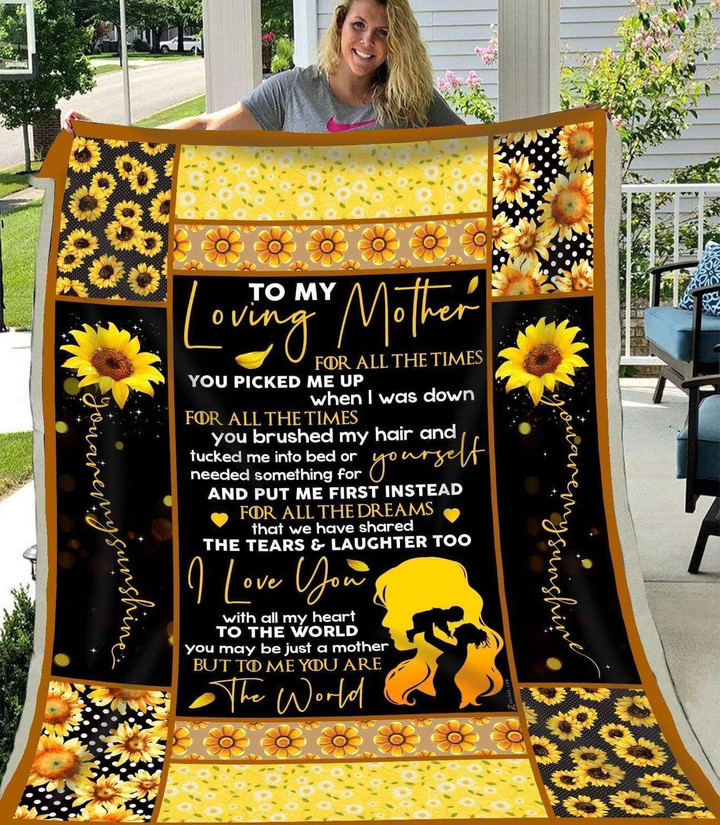 Sunflower To My Loving Mother Fleece Blanket - Quilt Blanket Gift For Mom | Family Blanket