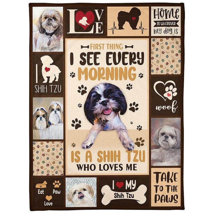 Dog Shih-Tzu Multiple Love Fleece Blanket Family Gift Home Decor Bedding Couch Sofa Soft And Comfy Cozy