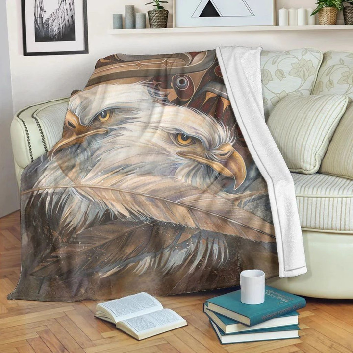 Native American Blanket - Haida Eagle Style Fleece Blanket