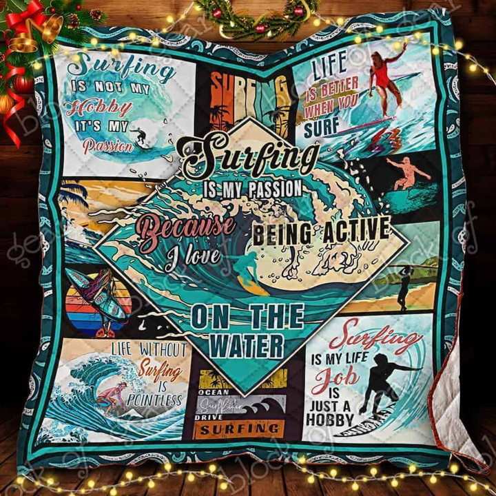 Surfing Is My Passion Quilt Blanket