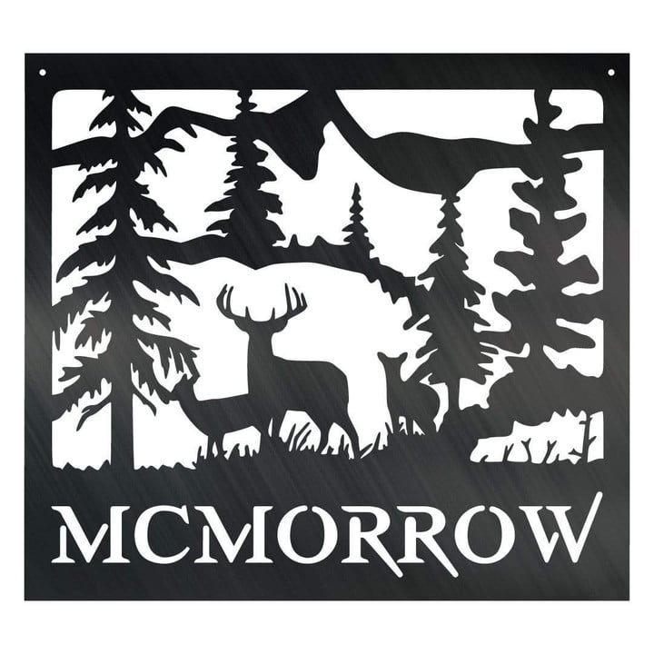 Deer Mountain Personalized Laser Cut Metal Sign Home And Living Decor