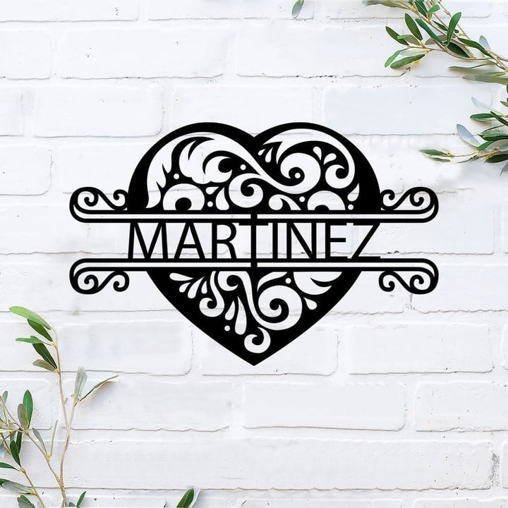 Heart Monogram Personalize Laser Cut Metal Sign Home And Living Decor Wedding Gift