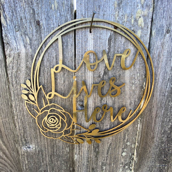 Love Lives Here Personalized Laser Cut Metal Sign Home And Living Decor