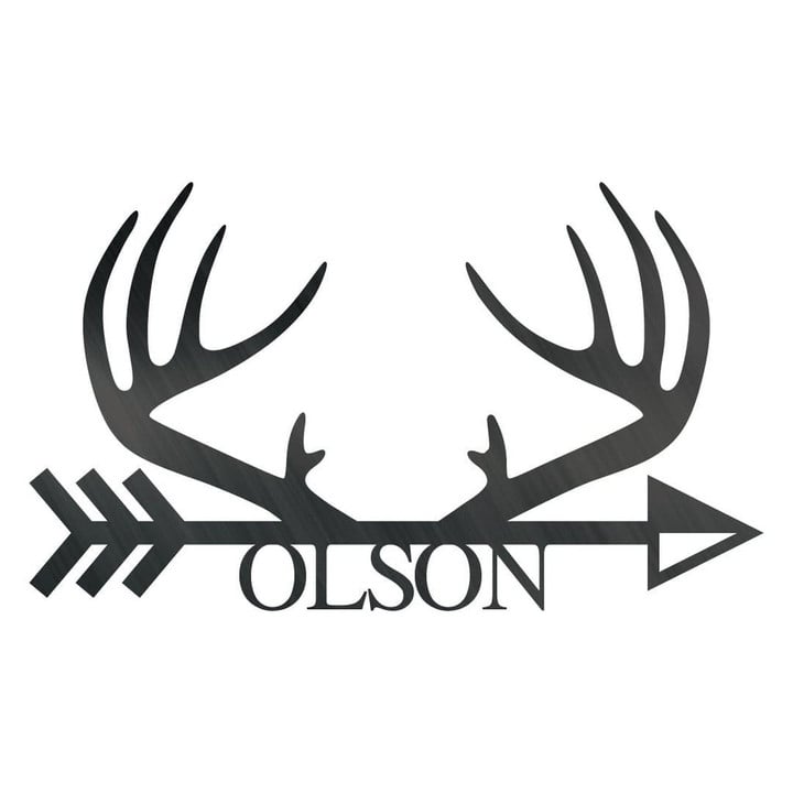 Antler Arrow Monogram Personalized Laser Cut Metal Sign Home And Living Decor