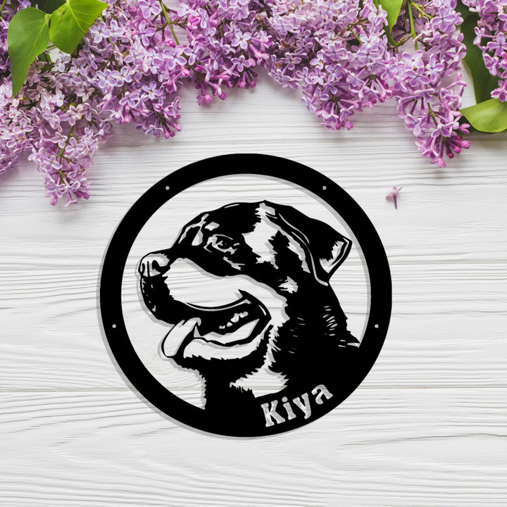 Rottweiler Guard Garden Art Custom Dog Name Personalized Laser Cut Metal Sign Home And Living Decor