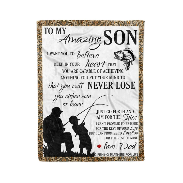 To my amazing Son Fishing Fleece Blanket - Quilt Blanket gift ideas from Dad