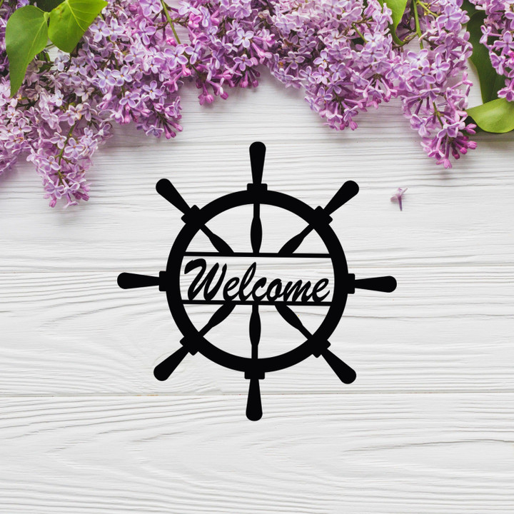 Captain Wheel Welcome Laser Cut Metal Sign Home And Living Decor Wall Art