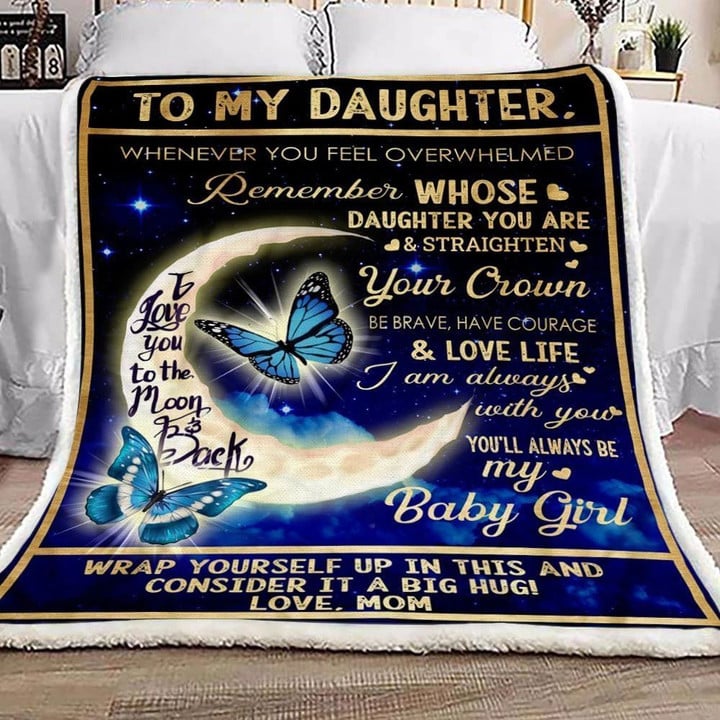 Mom To Daughter Love You To The Moon Fleece Blanket - Quilt Blanket | Gift for Daughter