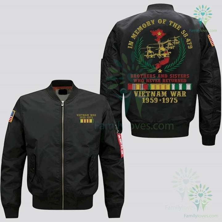 IN MEMORY OF THE 58479 BROTHERS AND SISTERS WHO NEVER RETURNED, VIETNAM WAR 1959-1975 JACKET EMBROIDERED VERSION