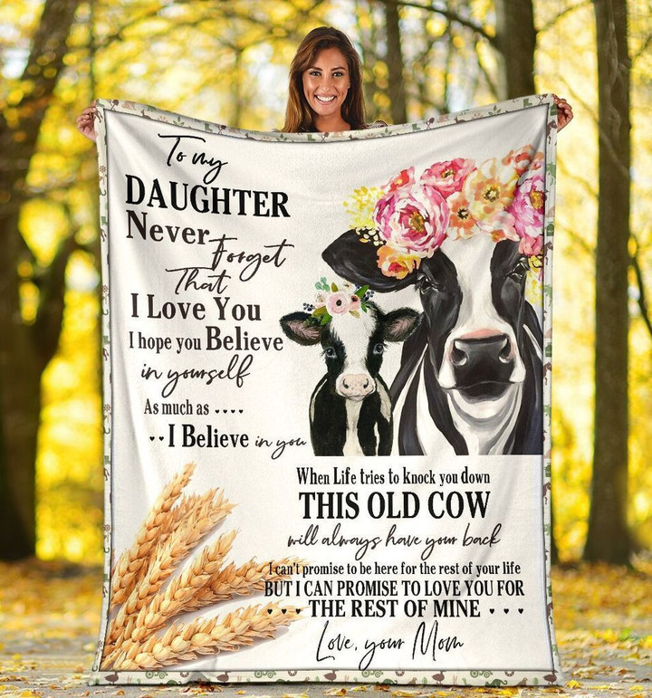 To My Daughter Cow Heifer Farming Farmer Fleece Blanket - Quilt Blanket