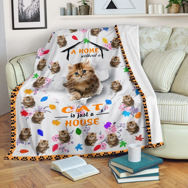 A Home Without A Cat Is Just A House Fleece Blanket - Quilt Blanket
