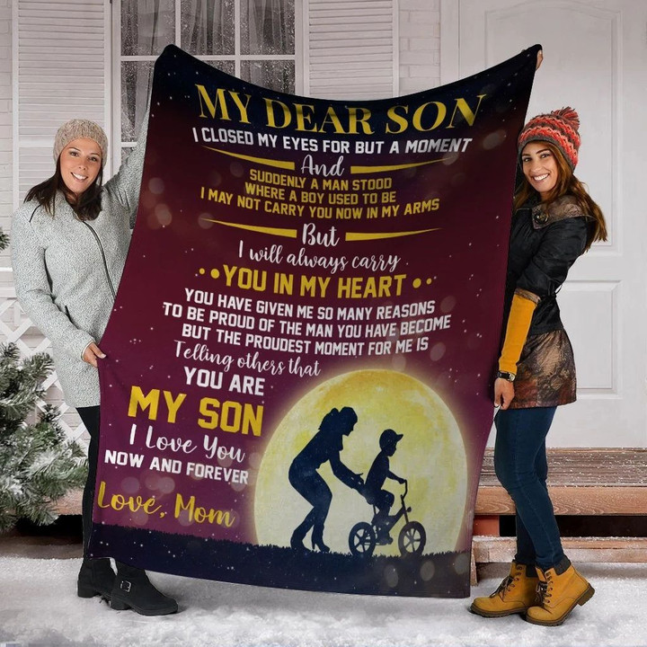 My Dear Son I Closed My Eyes Mom And Son In The Moonlight Sherpa Blanket