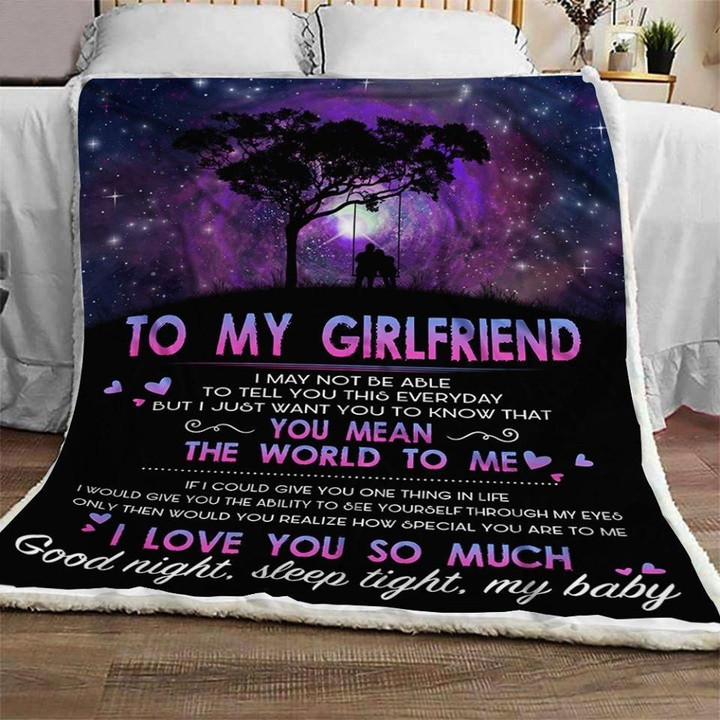 To My Girlfriend You Mean The World To Me Fleece Blanket - Quilt Blanket Gift For Girlfriend Lover On Valentine's Day Anniversary