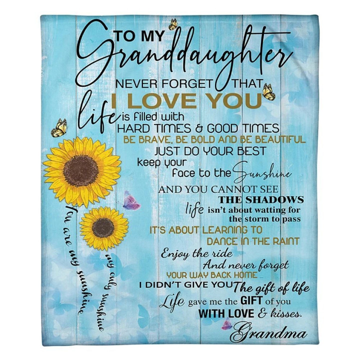 To My Granddaughter Be Brave Be Bold Fleece Blanket Family Gift Home Decor Bedding Couch Sofa Soft And Comfy Cozy