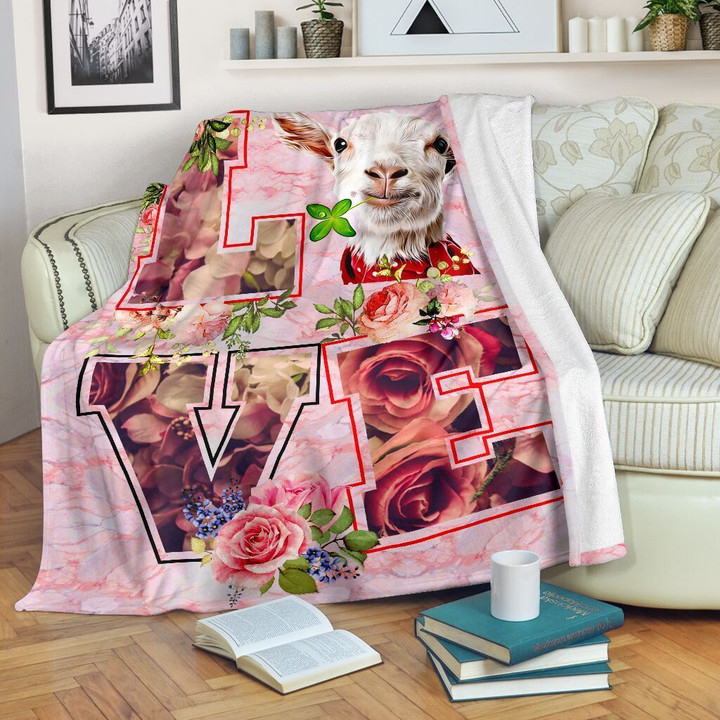 Pink rose love Goat Fleece Blanket - Quilt Blanket